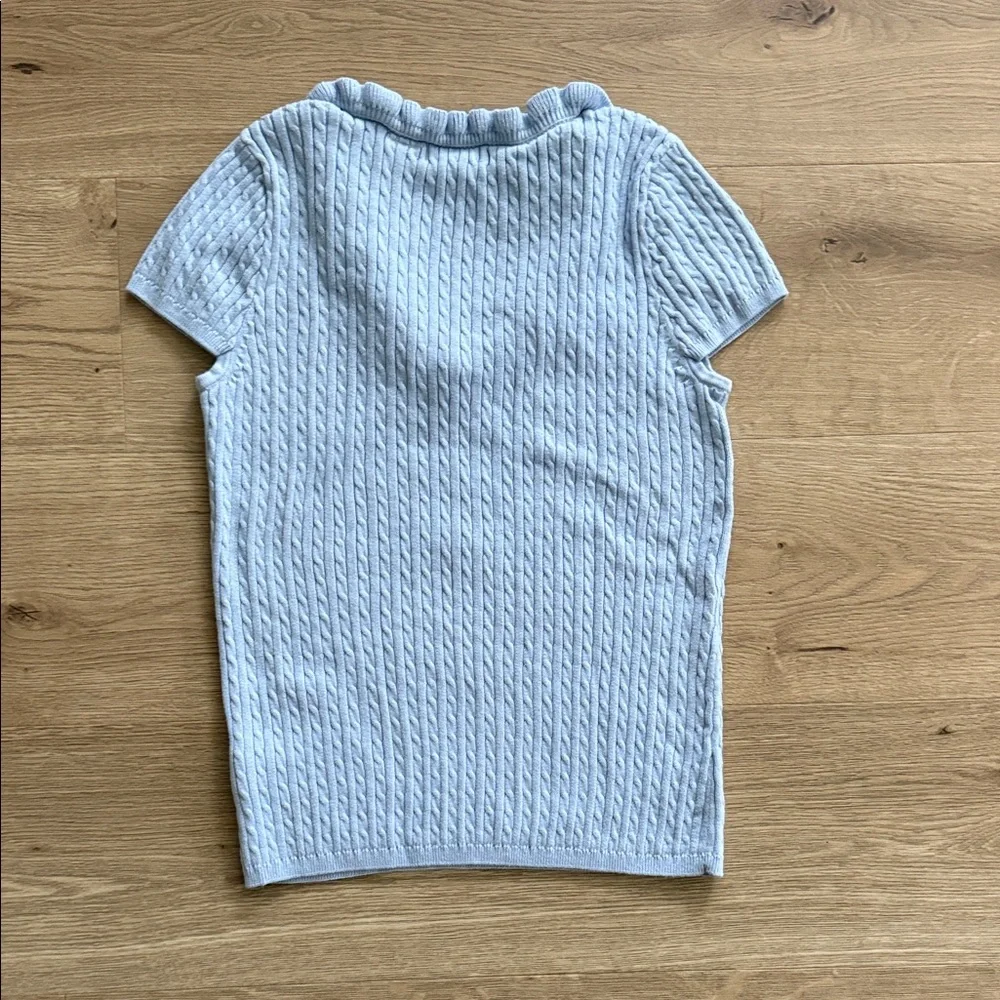 Light Blue Ruffled Knit Top - Picture 3 of 3